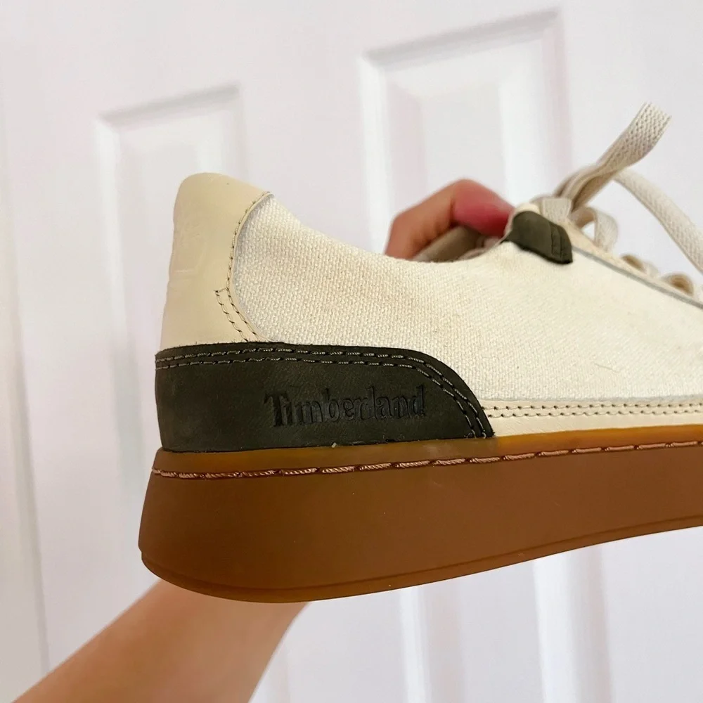 Timberland Earthkeepers Leather Canvas Women's Sneakers Beige Green Size 8.5